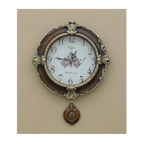 [데코 무스탕 추시계] 원형벽시계 원형시계 추없는시계 벽걸이앤틱시계 예쁜시계선물